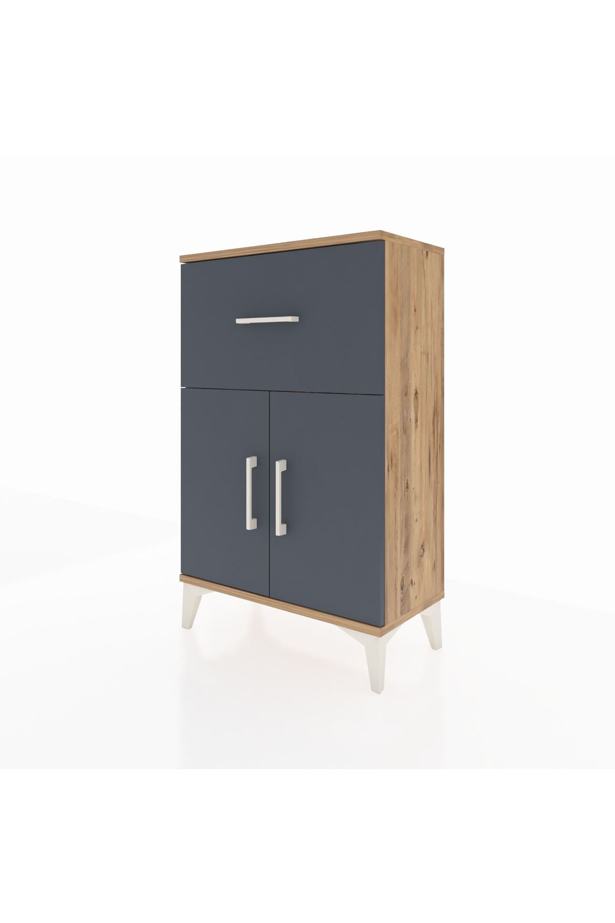 Arges Komodin Tek Raflı Tek Çekmeceli 2 Kapaklı 60x30x96 - S14M037V8A