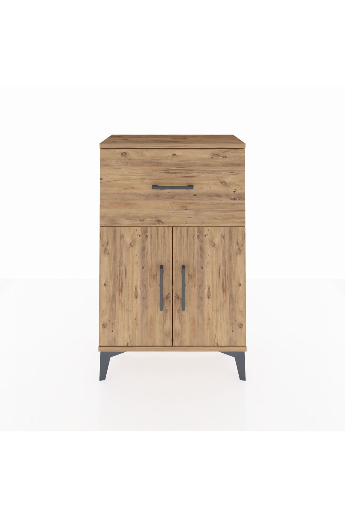 Arges Komodin Tek Raflı Tek Çekmeceli 2 Kapaklı 60x30x96 - S14M037V9A