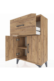 Arges Komodin Tek Raflı Tek Çekmeceli 2 Kapaklı 60x30x96 - S14M037V9A