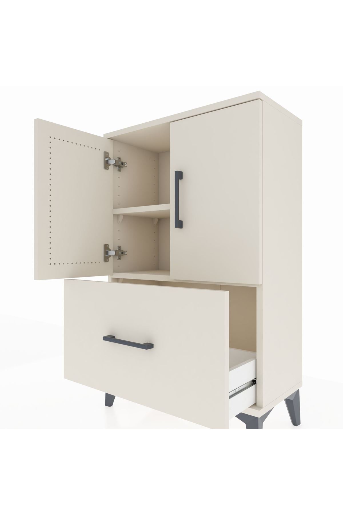 Arges Komodin 2 Raflı Tek Çekmeceli 2 Kapaklı 60x30x96 - S14M038V1A