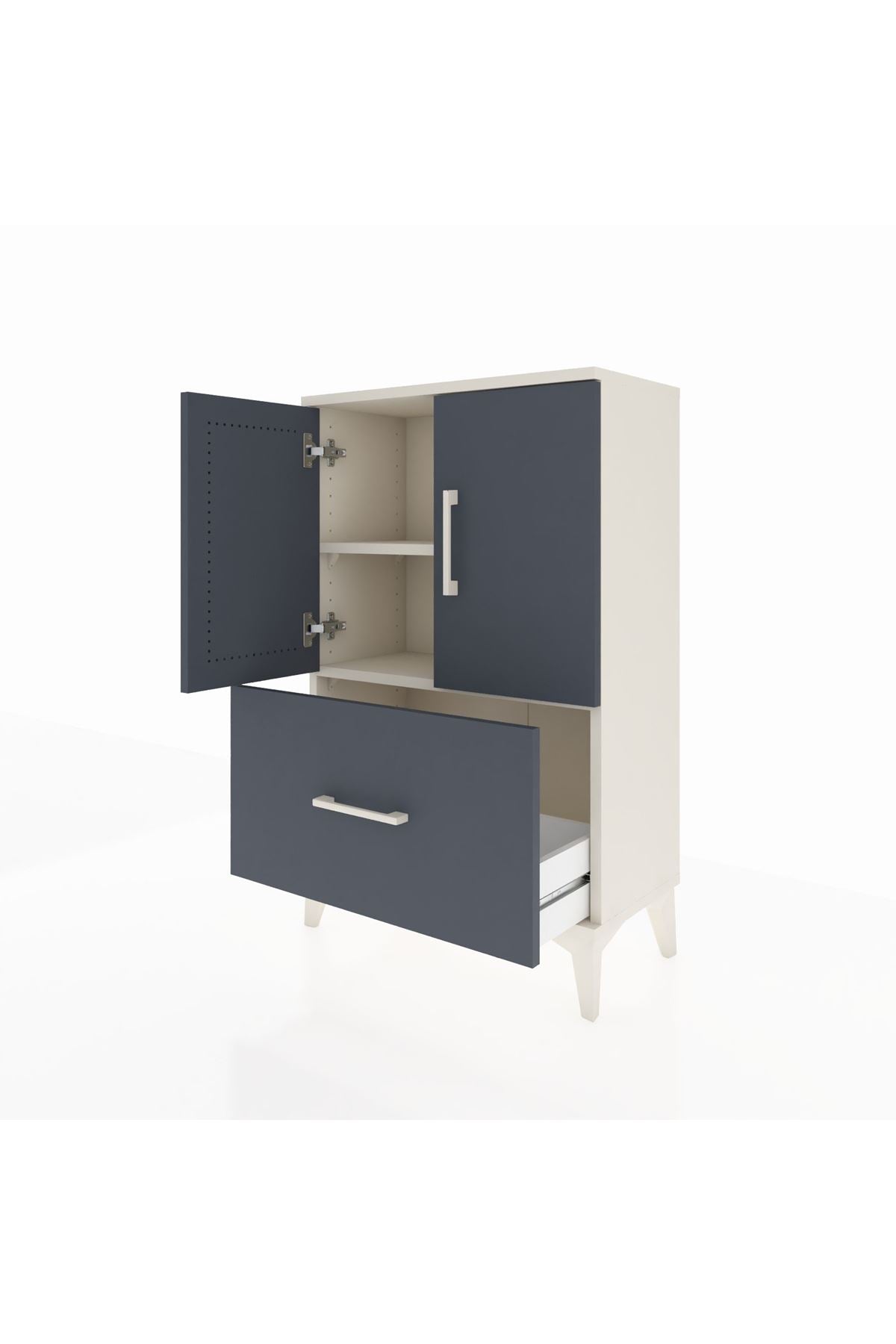 Arges Komodin 2 Raflı Tek Çekmeceli 2 Kapaklı 60x30x96 - S14M038V2A