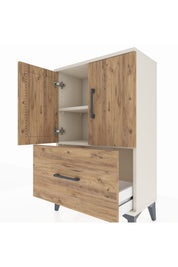 Arges Komodin 2 Raflı Tek Çekmeceli 2 Kapaklı 60x30x96 - S14M038V3A