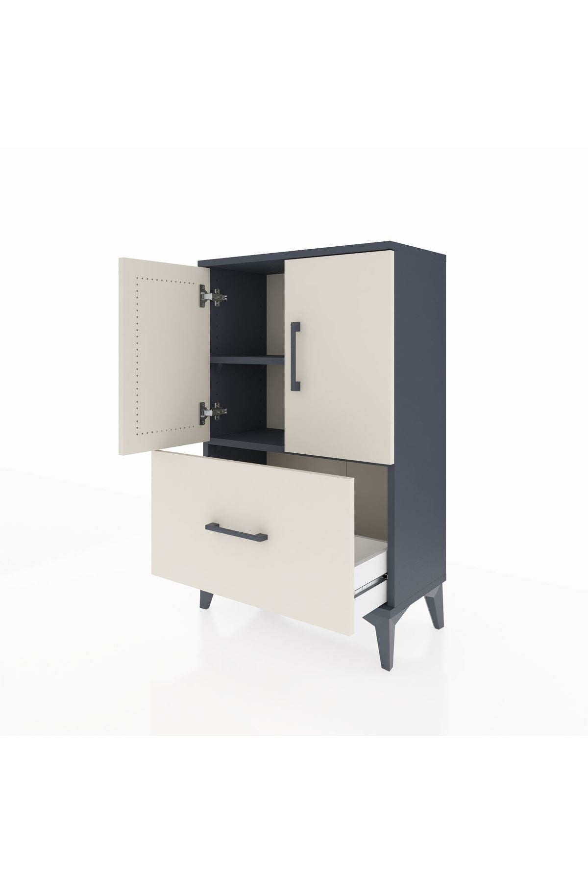 Arges Komodin 2 Raflı Tek Çekmeceli 2 Kapaklı 60x30x96 - S14M038V4A