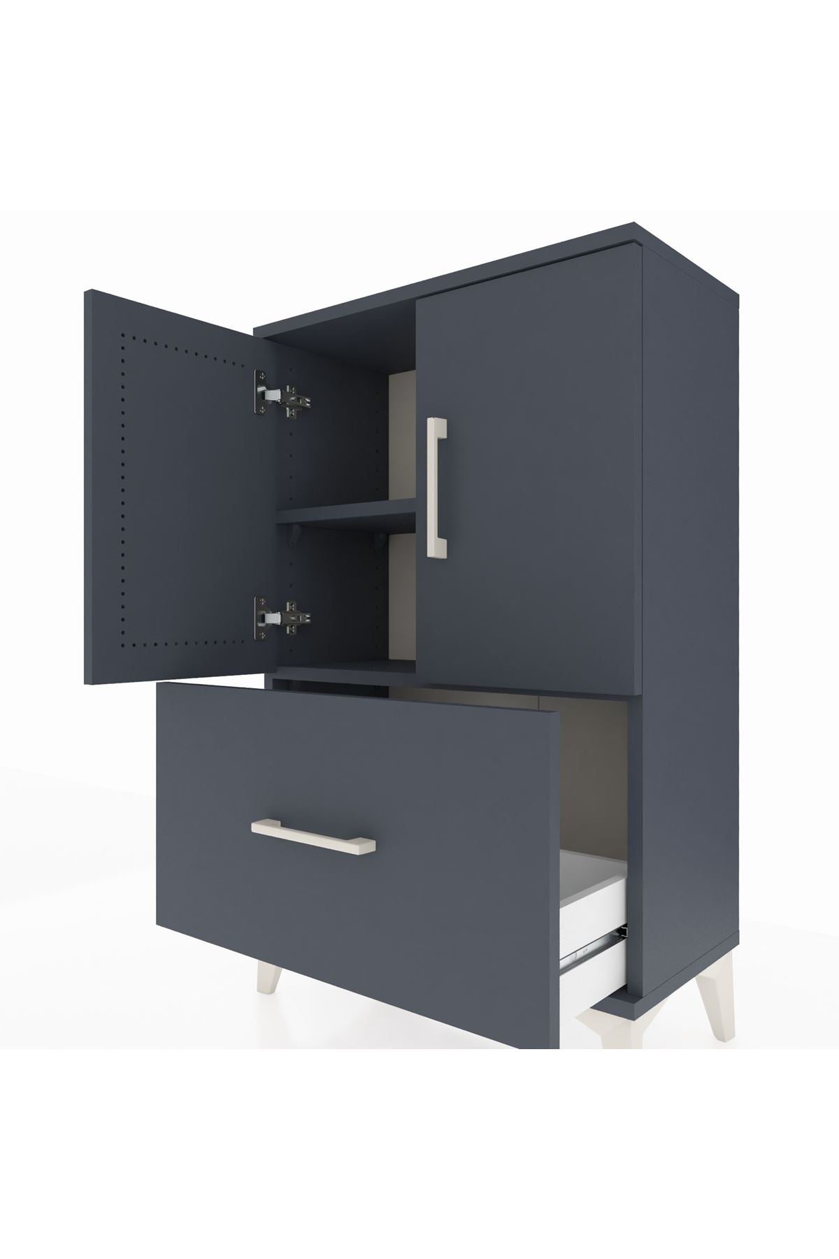 Arges Komodin 2 Raflı Tek Çekmeceli 2 Kapaklı 60x30x96 - S14M038V5A