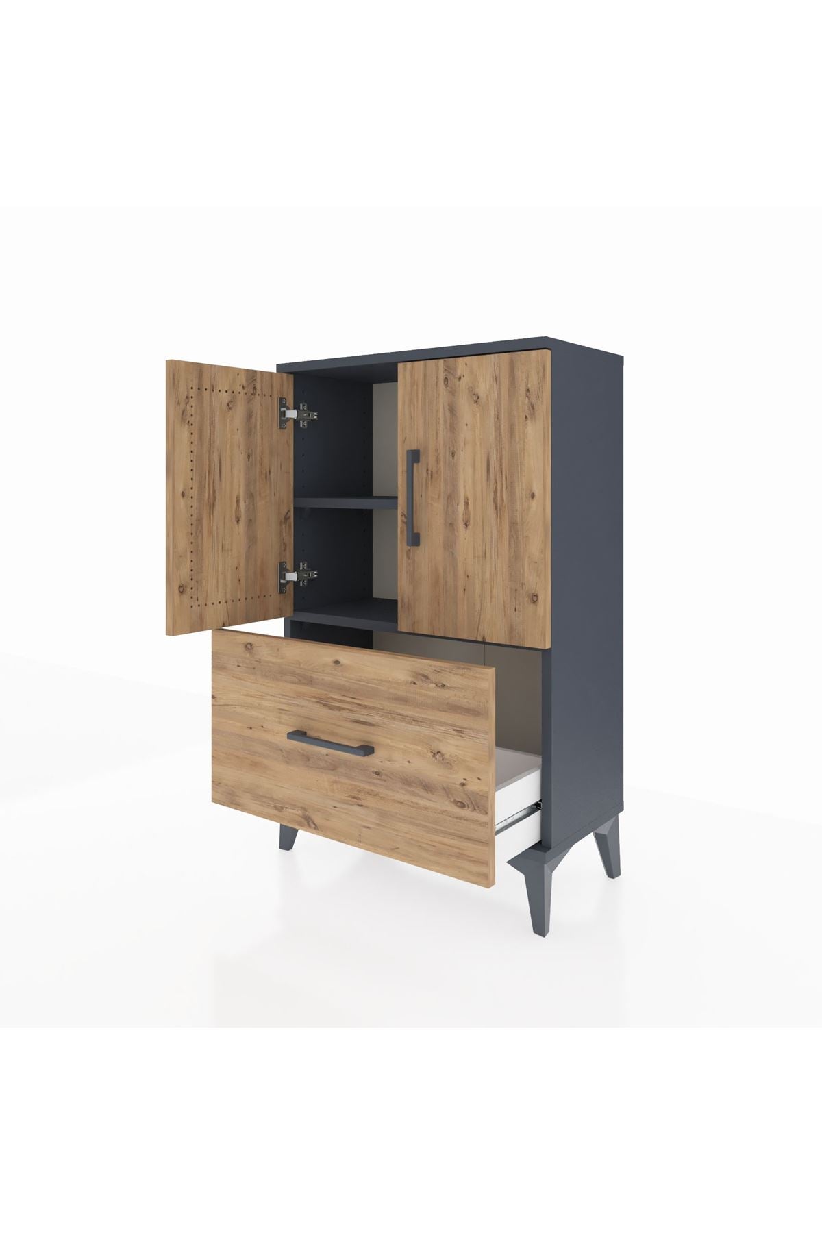Arges Komodin 2 Raflı Tek Çekmeceli 2 Kapaklı 60x30x96 - S14M038V6A