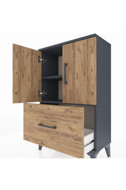 Arges Komodin 2 Raflı Tek Çekmeceli 2 Kapaklı 60x30x96 - S14M038V6A