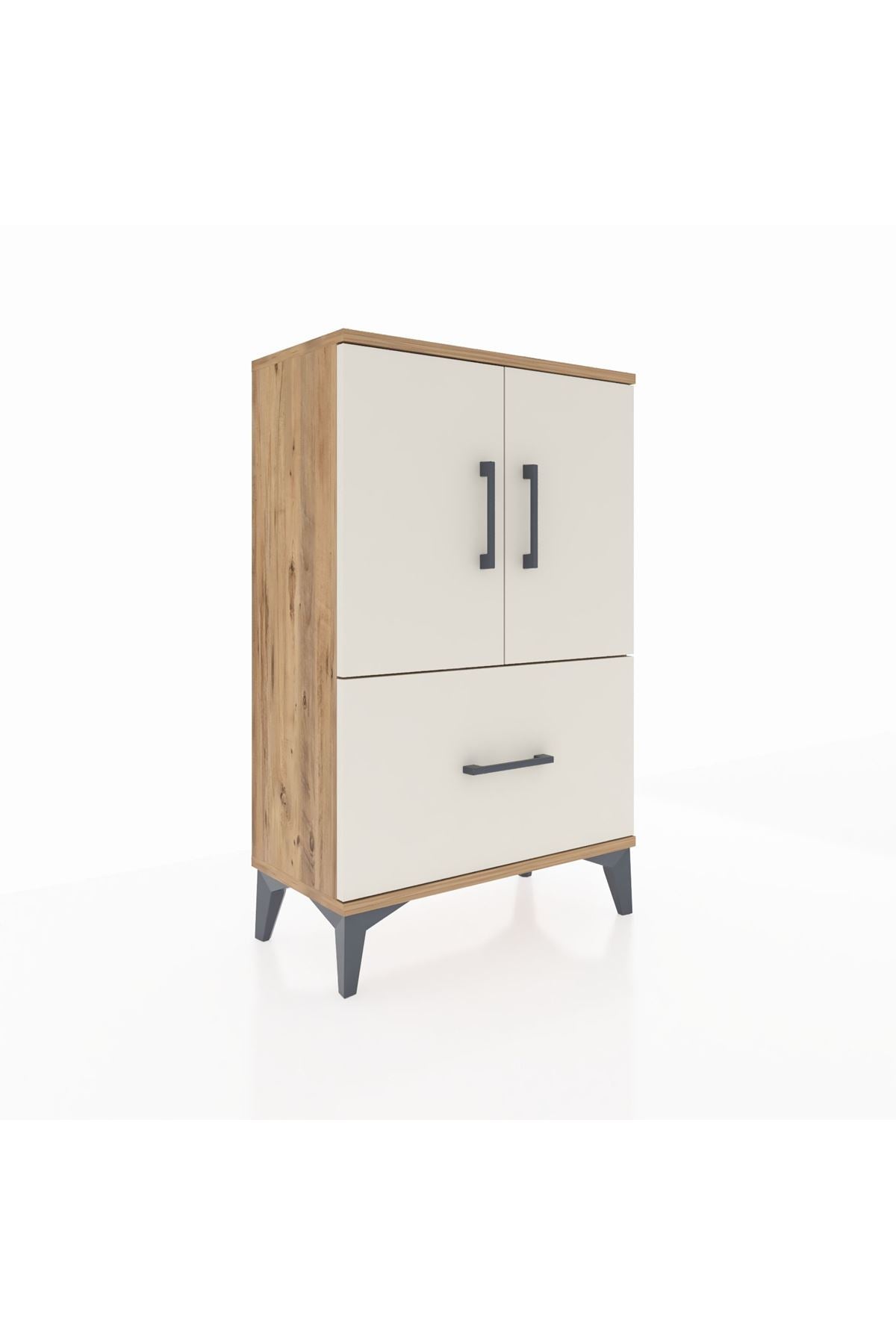 Arges Komodin 2 Raflı Tek Çekmeceli 2 Kapaklı 60x30x96 - S14M038V7A