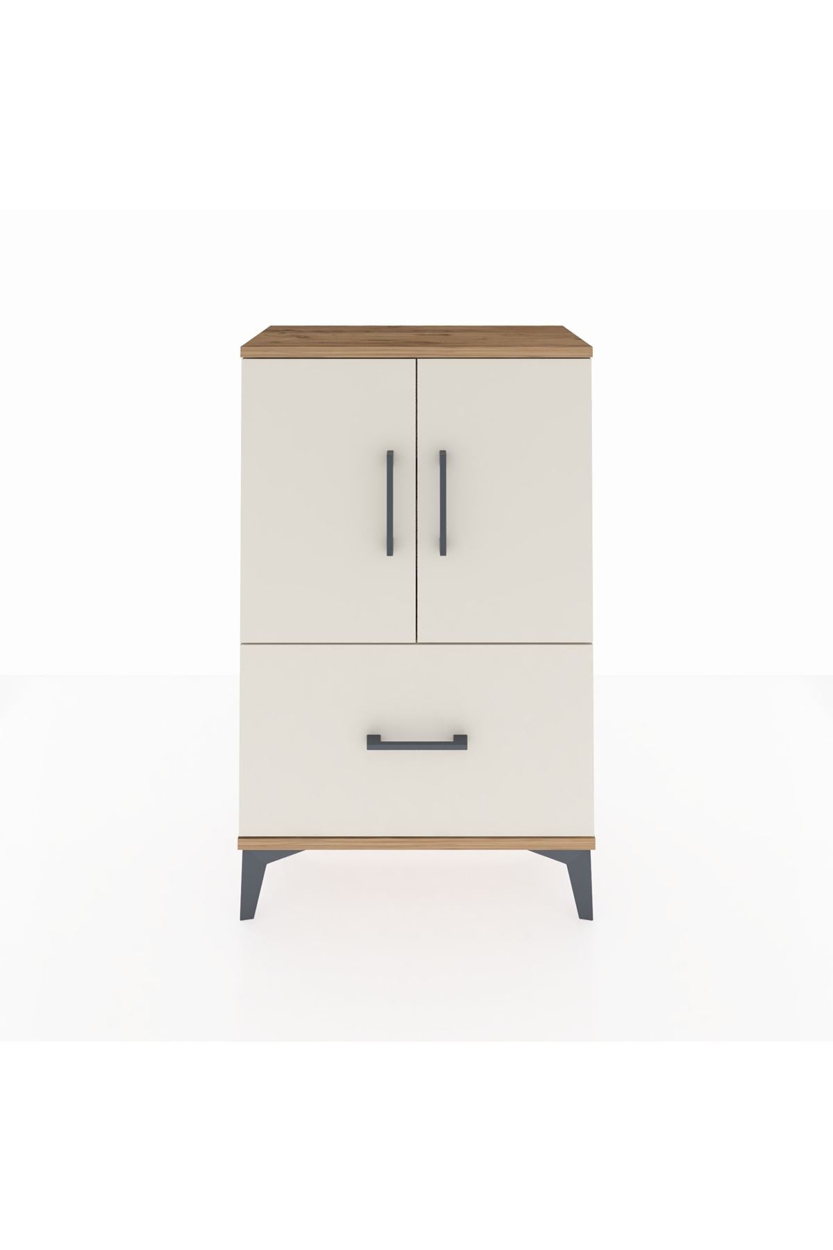 Arges Komodin 2 Raflı Tek Çekmeceli 2 Kapaklı 60x30x96 - S14M038V7A