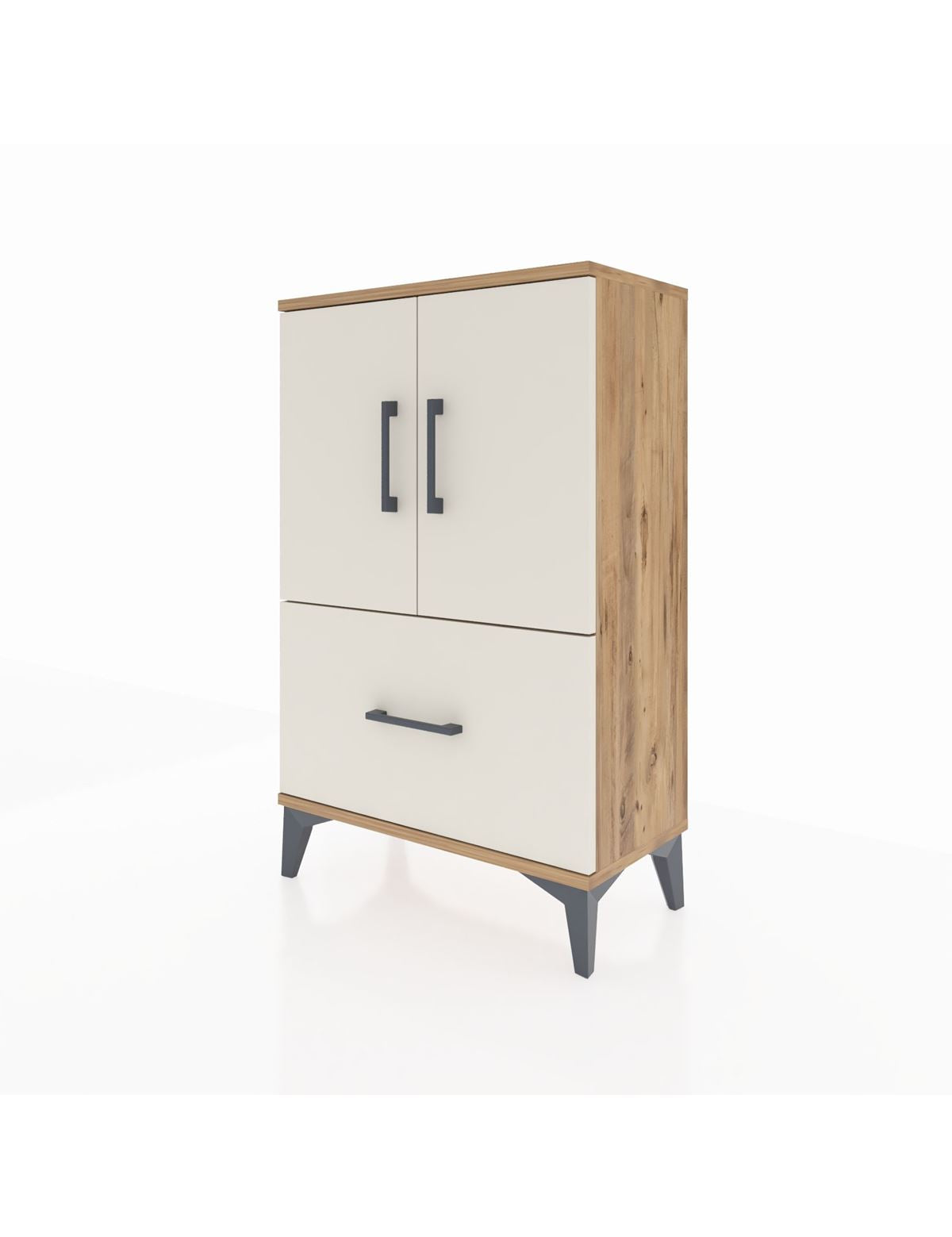 Arges Komodin 2 Raflı Tek Çekmeceli 2 Kapaklı 60x30x96 - S14M038V7A