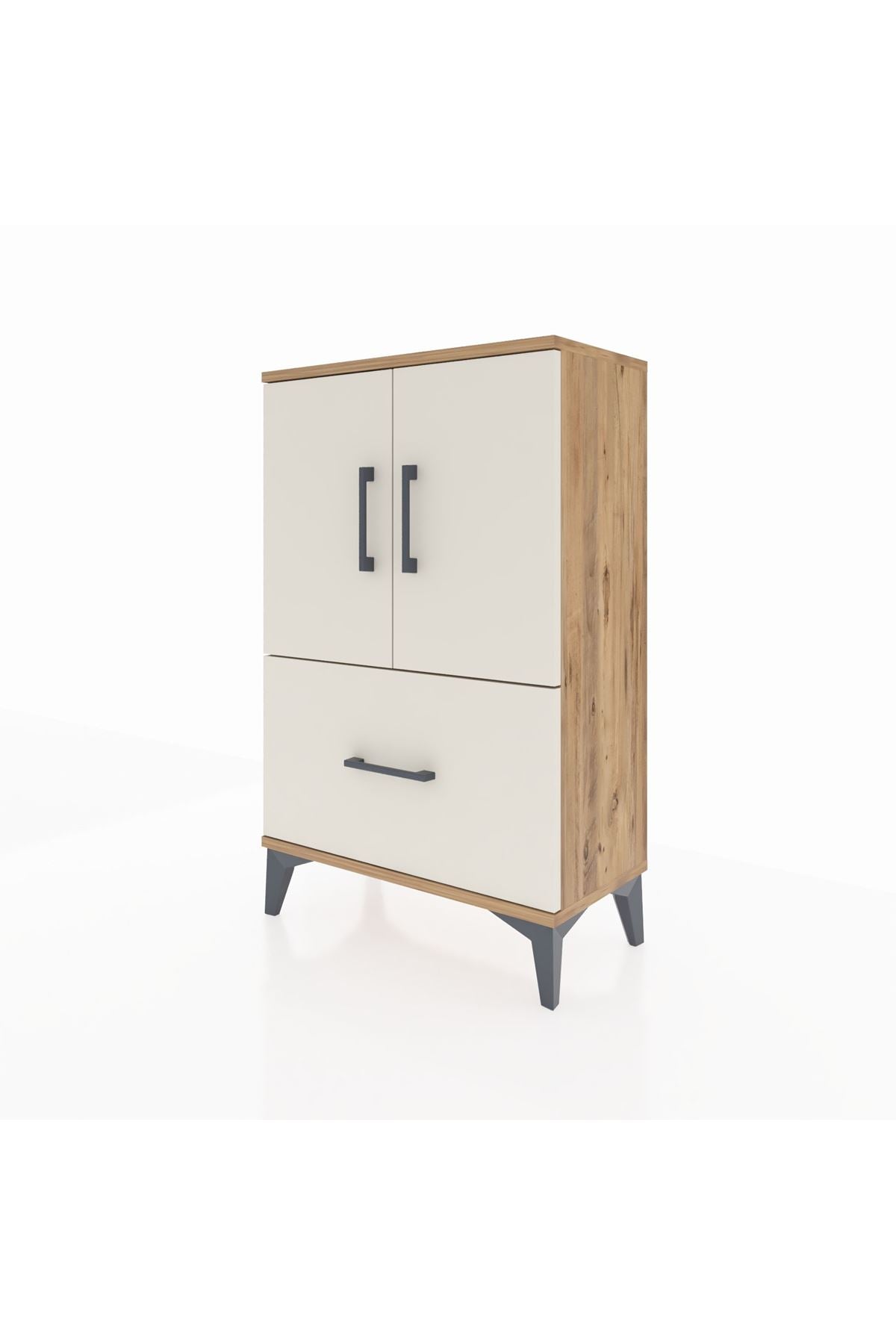 Arges Komodin 2 Raflı Tek Çekmeceli 2 Kapaklı 60x30x96 - S14M038V7A