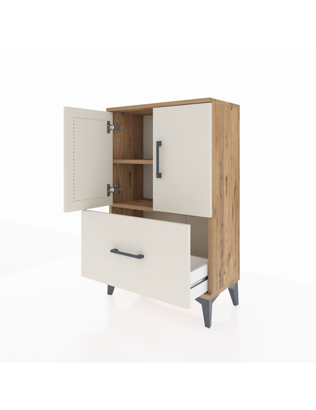 Arges Komodin 2 Raflı Tek Çekmeceli 2 Kapaklı 60x30x96 - S14M038V7A