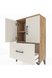 Arges Komodin 2 Raflı Tek Çekmeceli 2 Kapaklı 60x30x96 - S14M038V7A