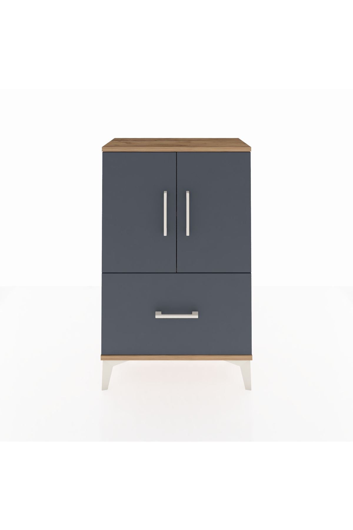 Arges Komodin 2 Raflı Tek Çekmeceli 2 Kapaklı 60x30x96 - S14M038V8A