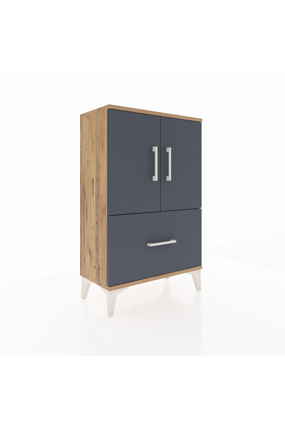 Arges Komodin 2 Raflı Tek Çekmeceli 2 Kapaklı 60x30x96 - S14M038V8A