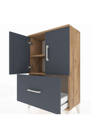Arges Komodin 2 Raflı Tek Çekmeceli 2 Kapaklı 60x30x96 - S14M038V8A