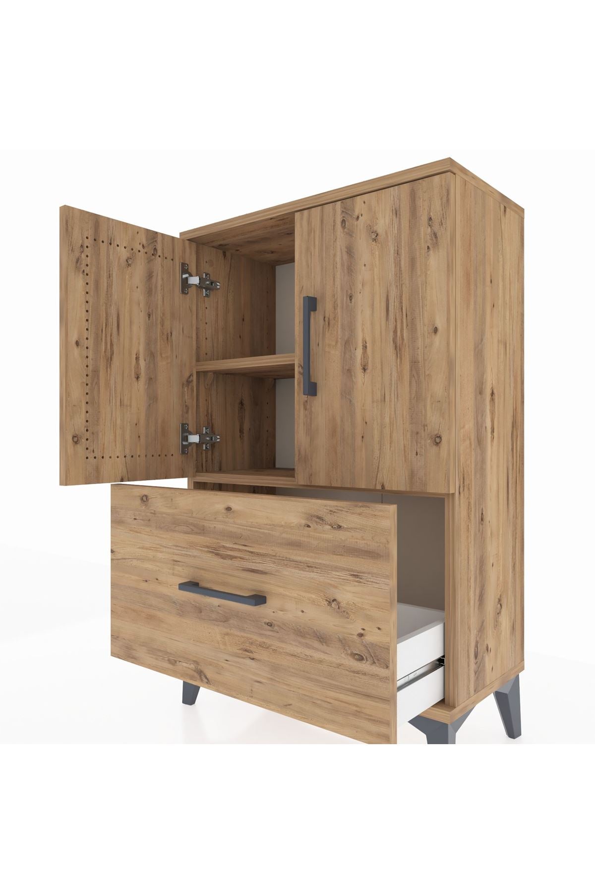 Arges Komodin 2 Raflı Tek Çekmeceli 2 Kapaklı 60x30x96 - S14M038V9A