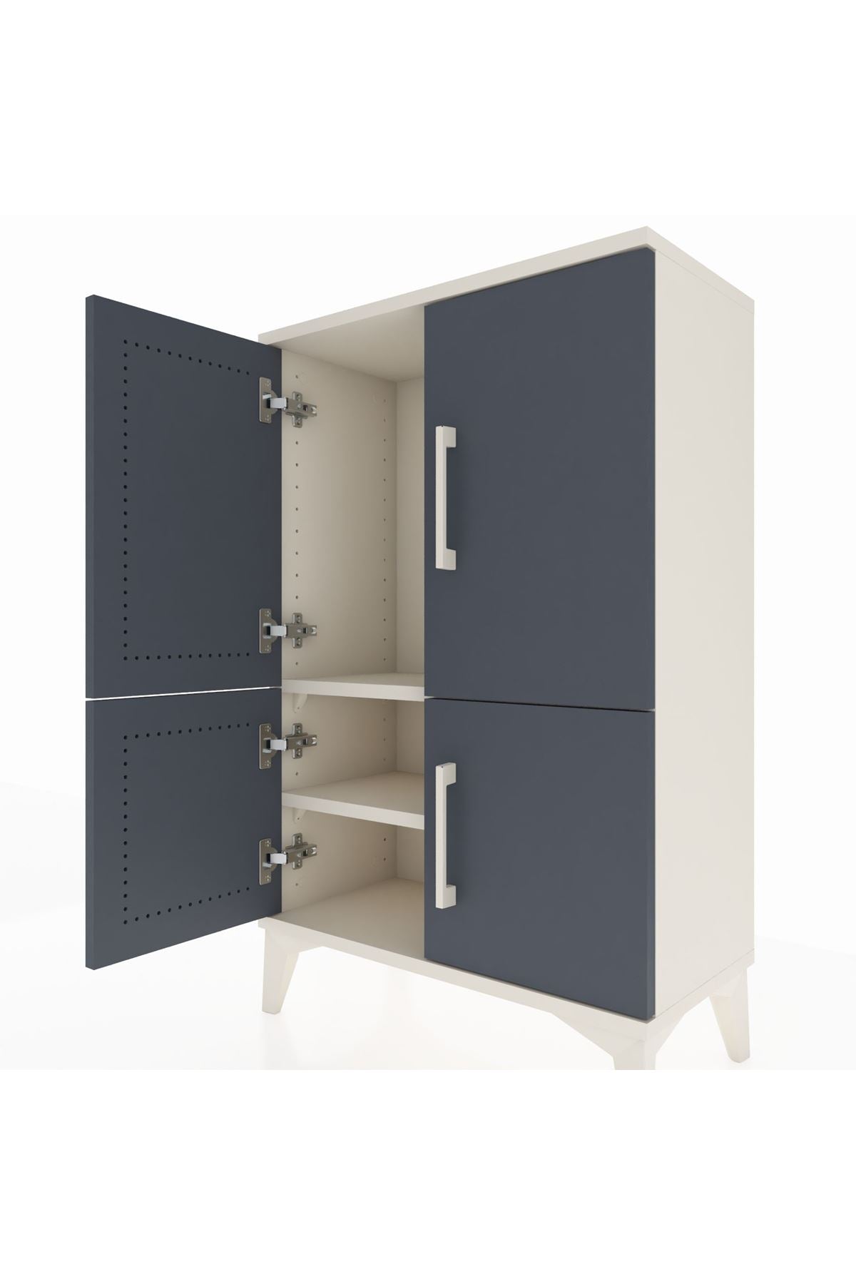 Arges Komodin 2 Raflı 4 Kapaklı 60x30x96 - S14M039V2A