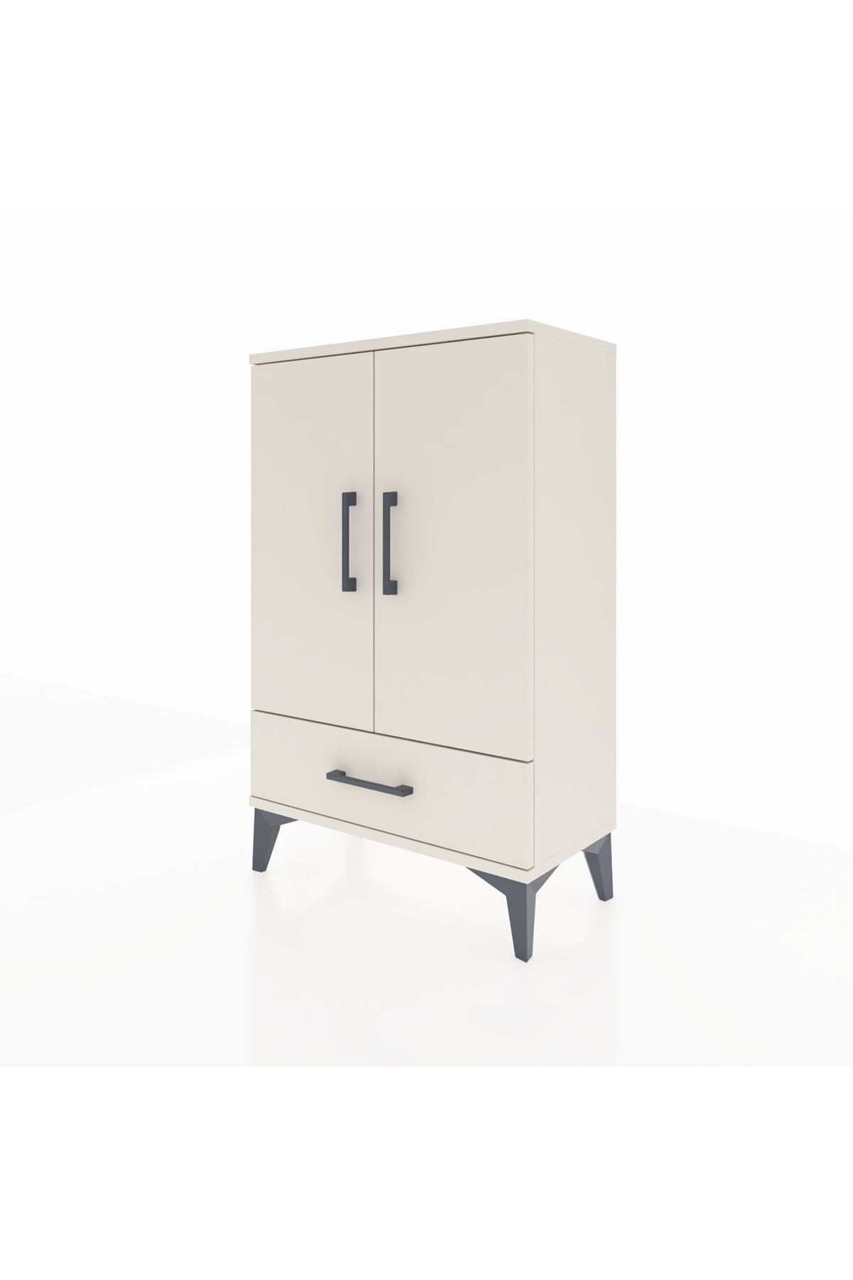 Arges Komodin 2 Raflı Tek Çekmeceli 2 Kapaklı 60x30x96 - S14M041V1A