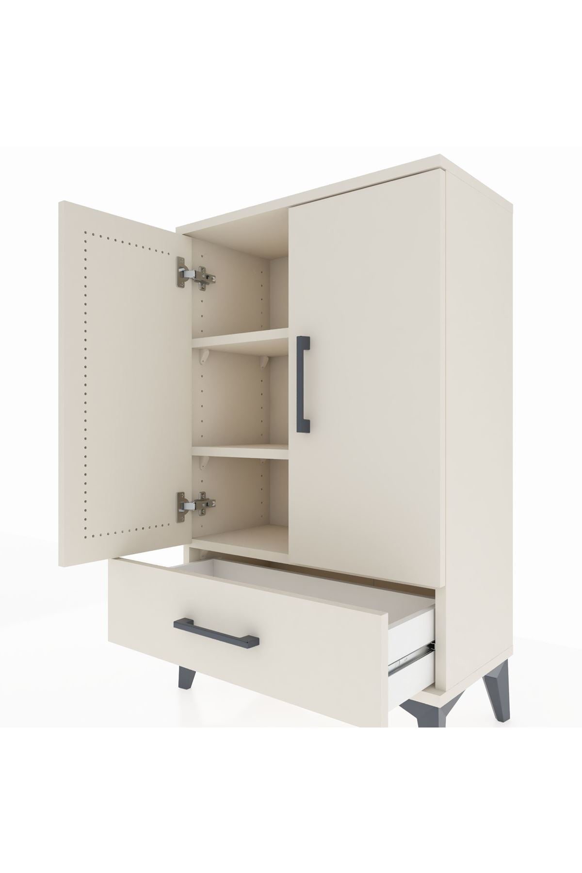 Arges Komodin 2 Raflı Tek Çekmeceli 2 Kapaklı 60x30x96 - S14M041V1A