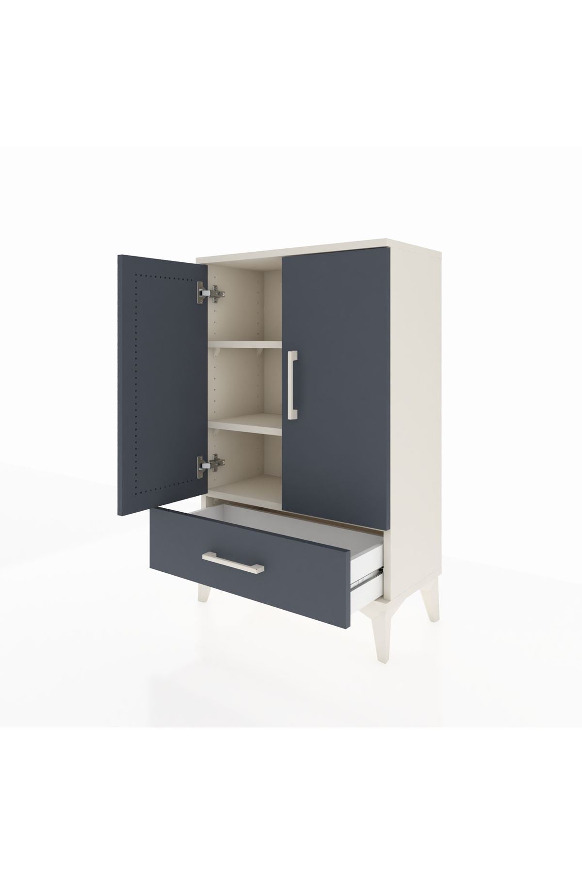 Arges Komodin 2 Raflı Tek Çekmeceli 2 Kapaklı 60x30x96 - S14M041V2A