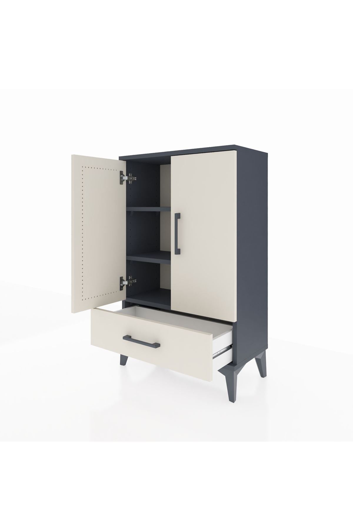 Arges Komodin 2 Raflı Tek Çekmeceli 2 Kapaklı 60x30x96 - S14M041V4A