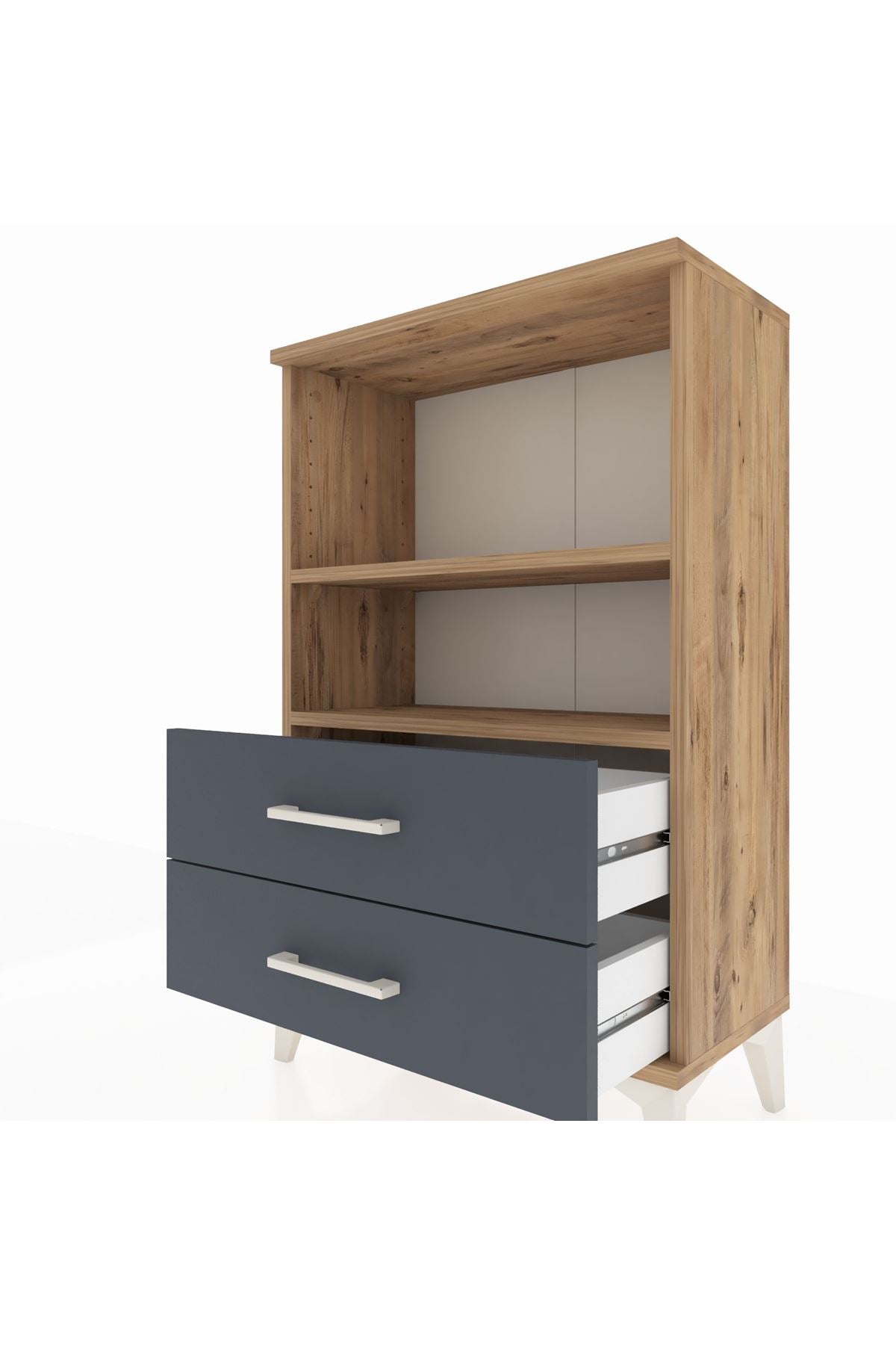 Arges Komodin 2 Raflı 2 Çekmeceli 60x30x96 - S14M004V8A