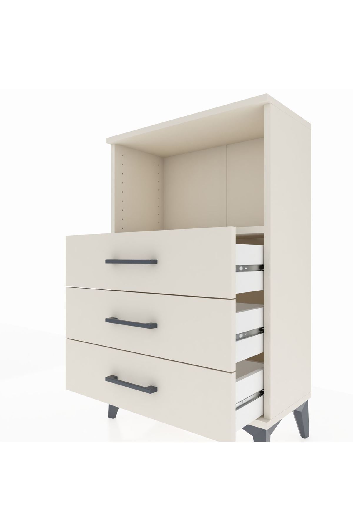 Arges Komodin Tek Raflı 3 Çekmeceli 60x30x96 - S14M005V1A