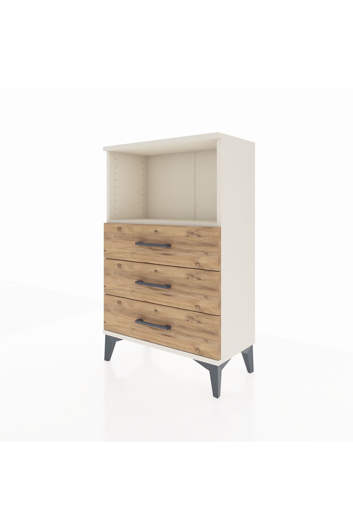 Arges Komodin Tek Raflı 3 Çekmeceli 60x30x96 - S14M005V3A