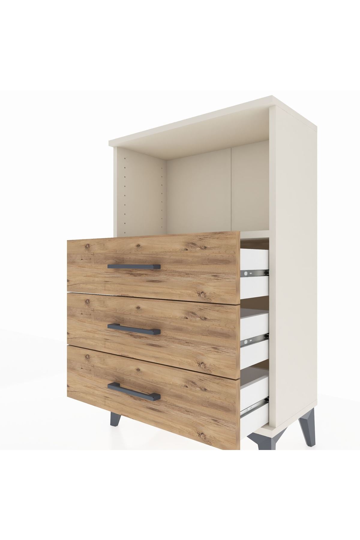 Arges Komodin Tek Raflı 3 Çekmeceli 60x30x96 - S14M005V3A