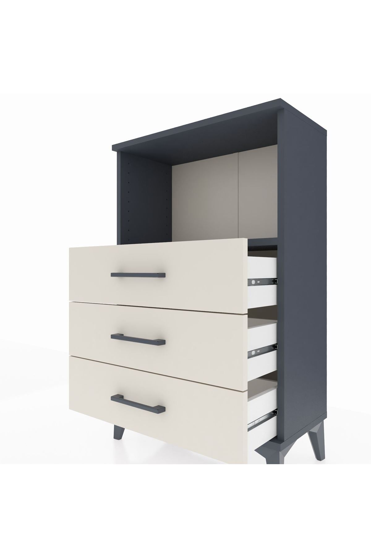 Arges Komodin Tek Raflı 3 Çekmeceli 60x30x96 - S14M005V4A