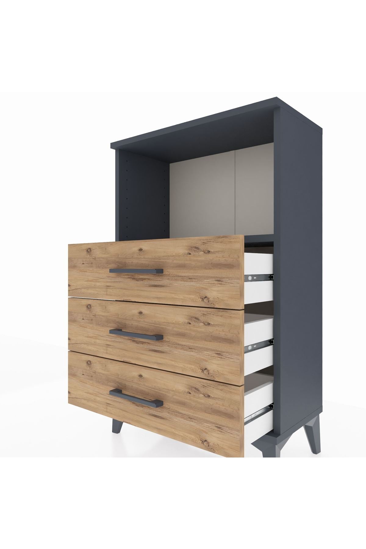 Arges Komodin Tek Raflı 3 Çekmeceli 60x30x96 - S14M005V6A