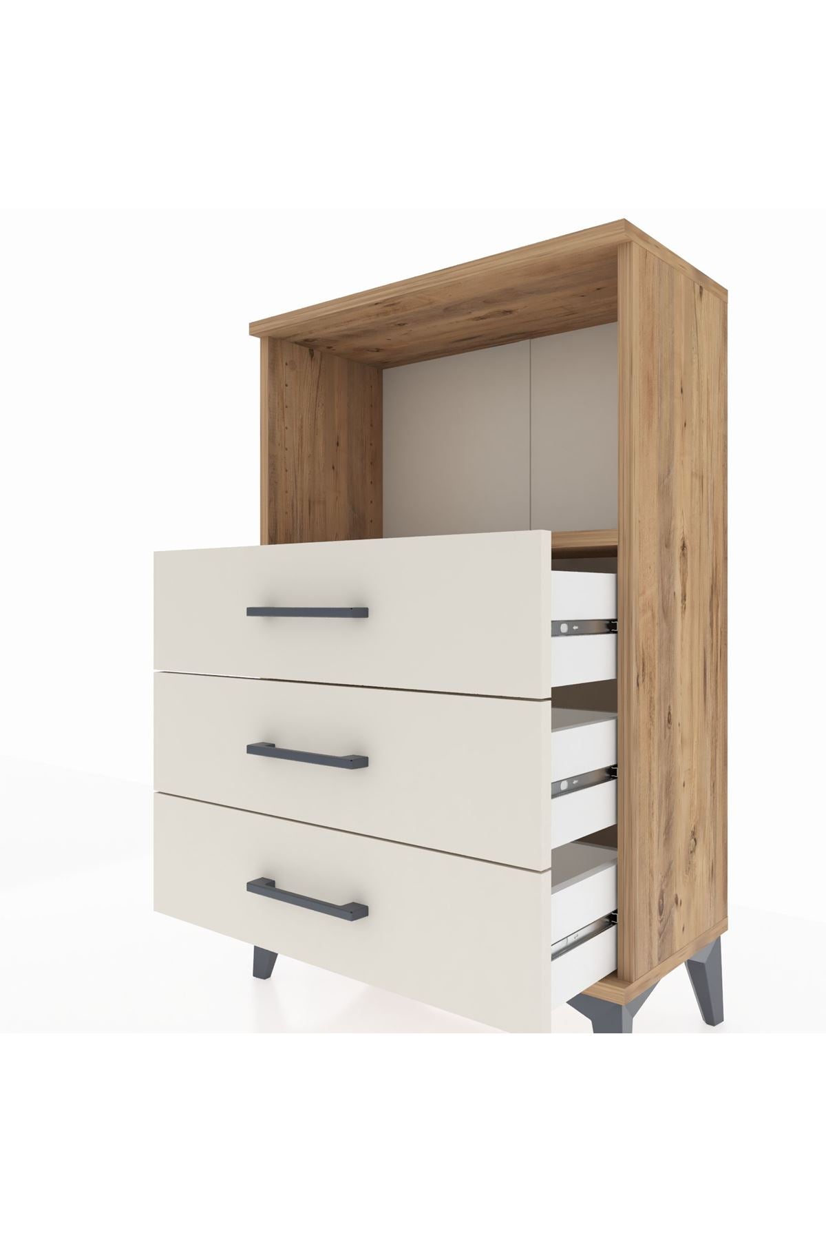 Arges Komodin Tek Raflı 3 Çekmeceli 60x30x96 - S14M005V7A
