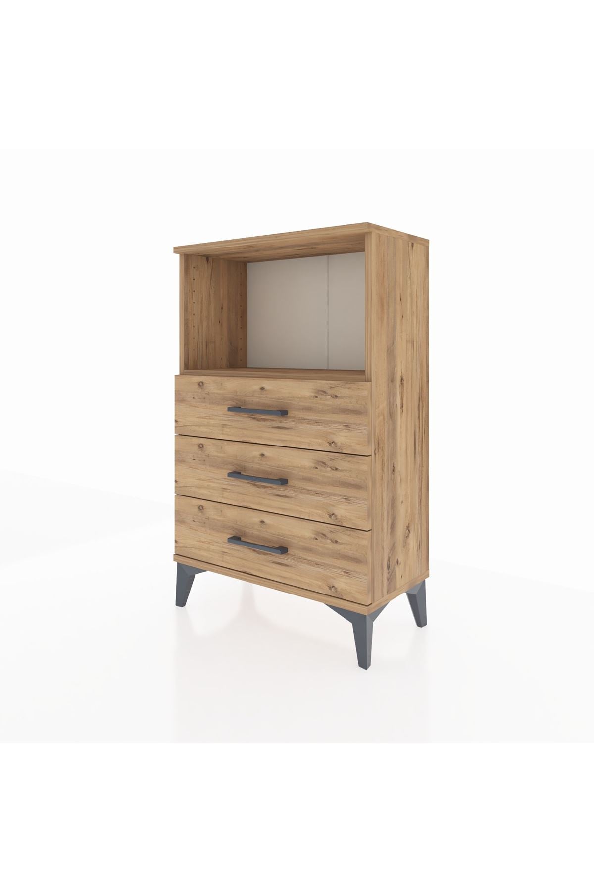 Arges Komodin Tek Raflı 3 Çekmeceli 60x30x96 - S14M005V9A