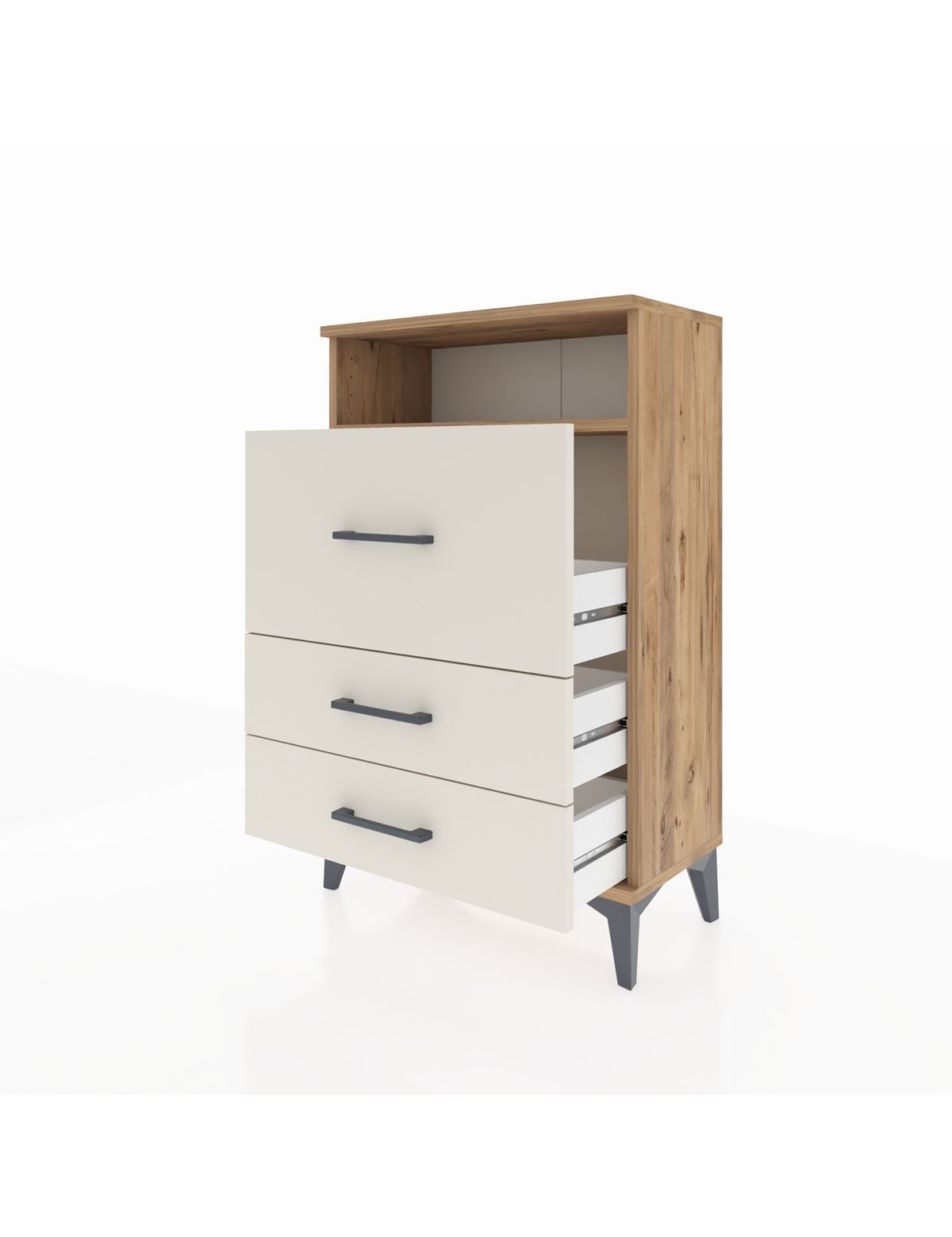 Arges Komodin Tek Raflı 3 Çekmeceli 60x30x96 - S14M009V7A