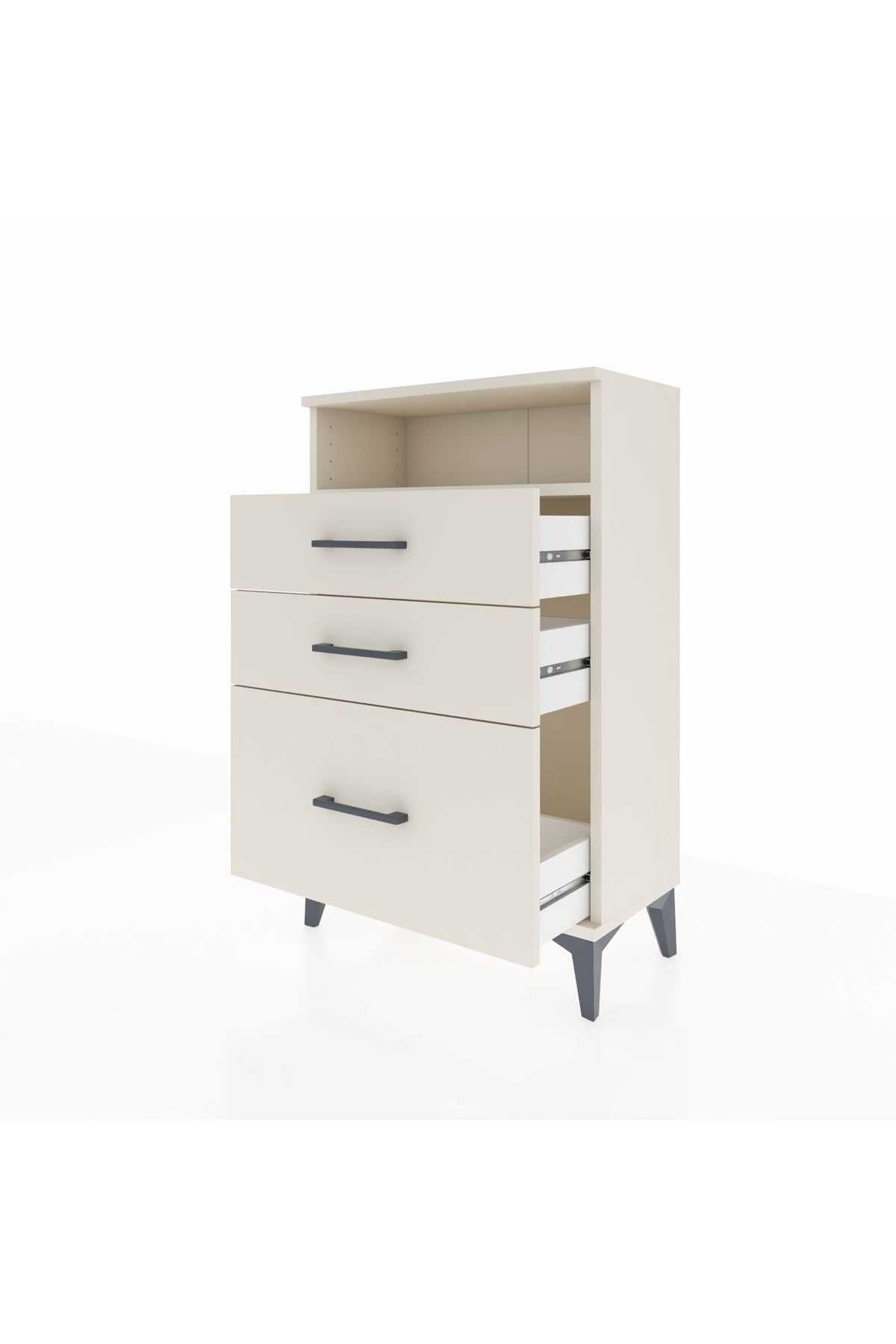 Arges Komodin Tek Raflı 3 Çekmeceli 60x30x96 - S14M010V1A