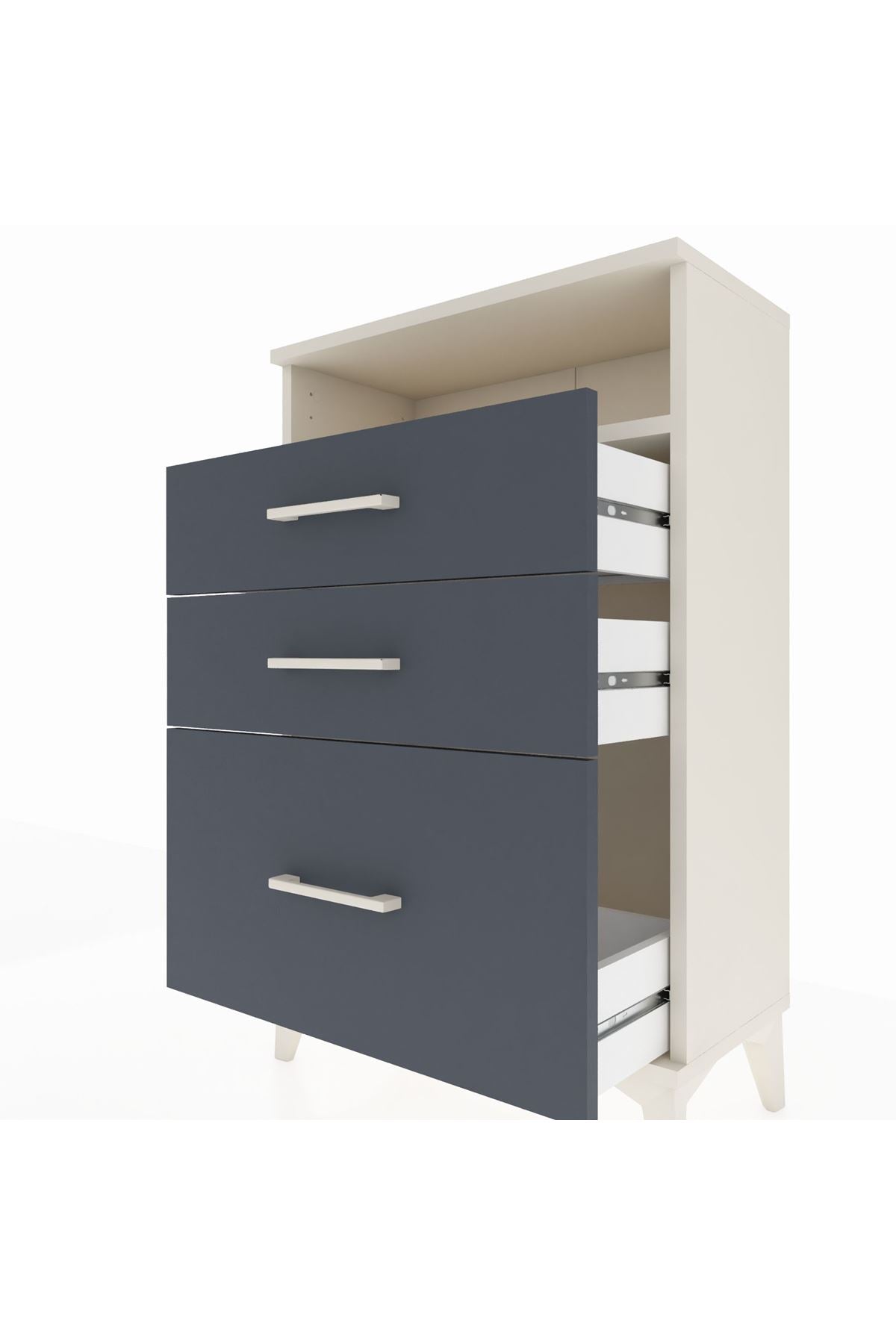 Arges Komodin Tek Raflı 3 Çekmeceli 60x30x96 - S14M010V2A