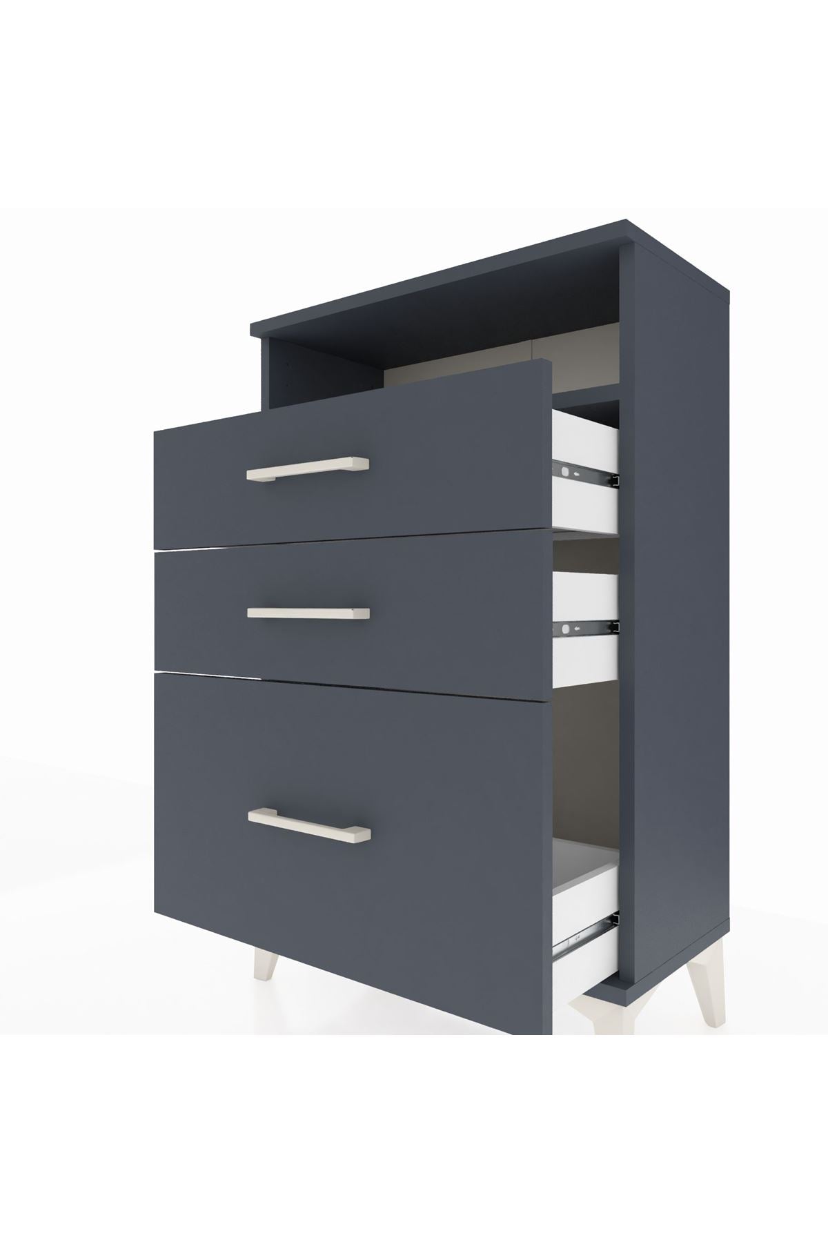 Arges Komodin Tek Raflı 3 Çekmeceli 60x30x96 - S14M010V5A