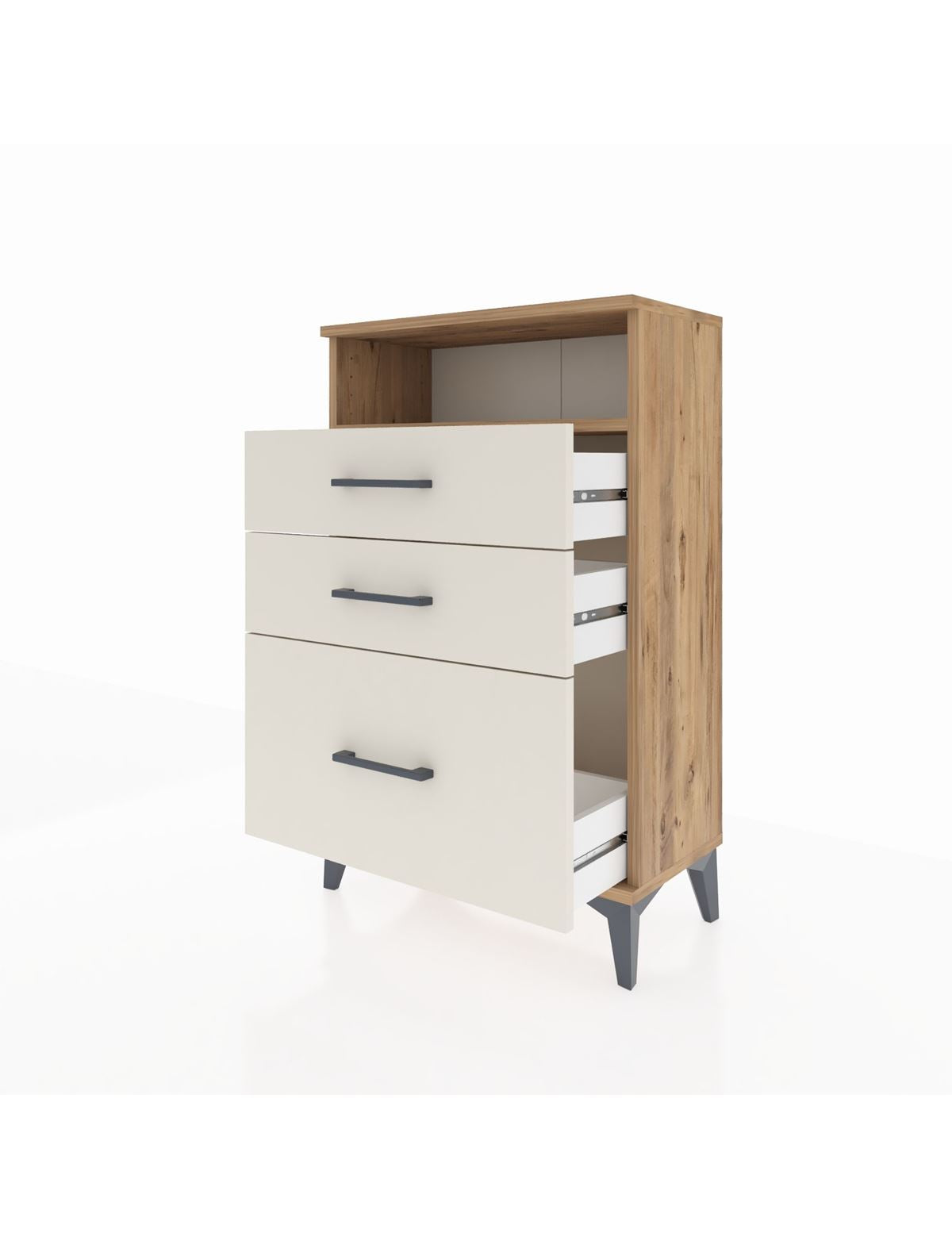 Arges Komodin Tek Raflı 3 Çekmeceli 60x30x96 - S14M010V7A