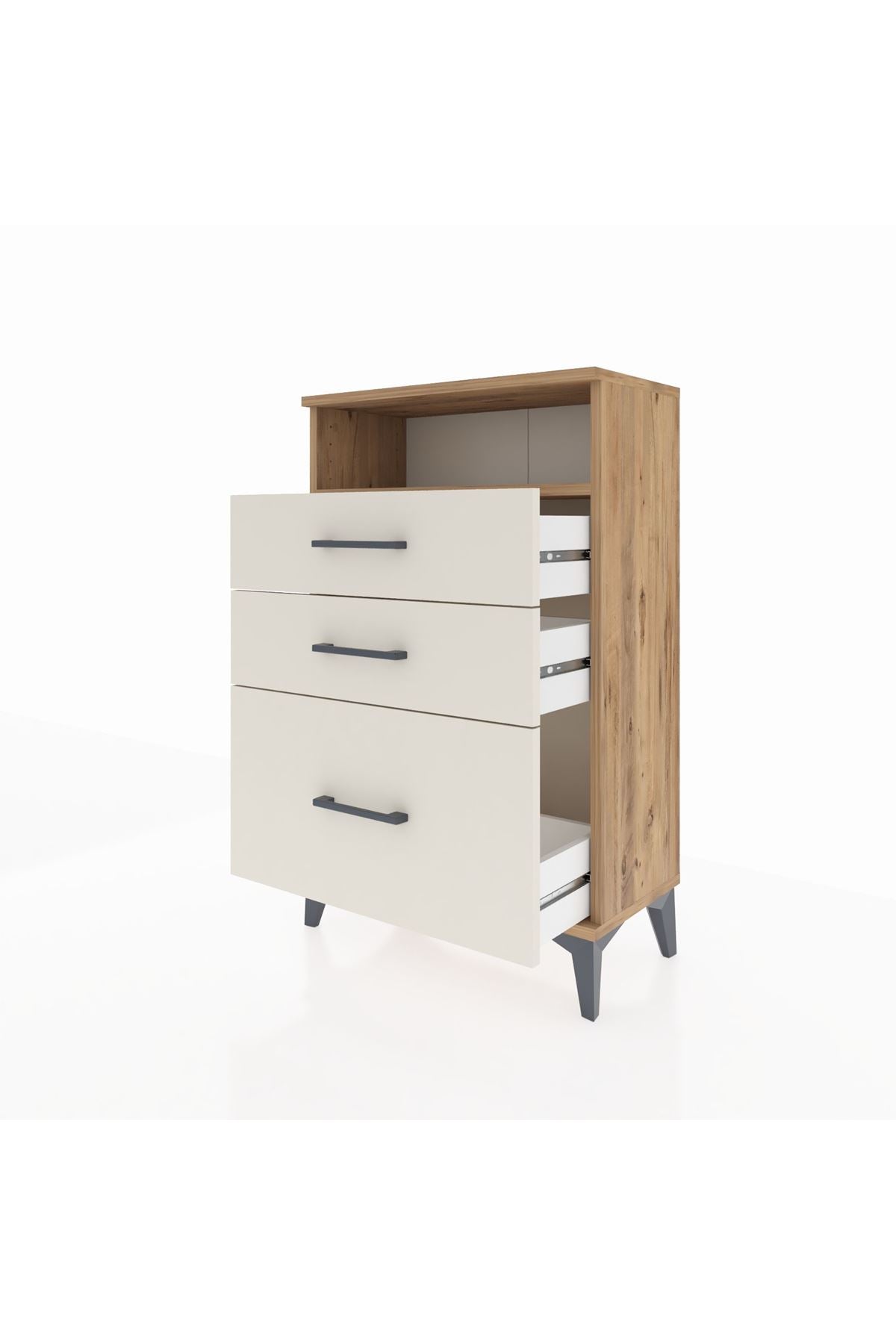 Arges Komodin Tek Raflı 3 Çekmeceli 60x30x96 - S14M010V7A