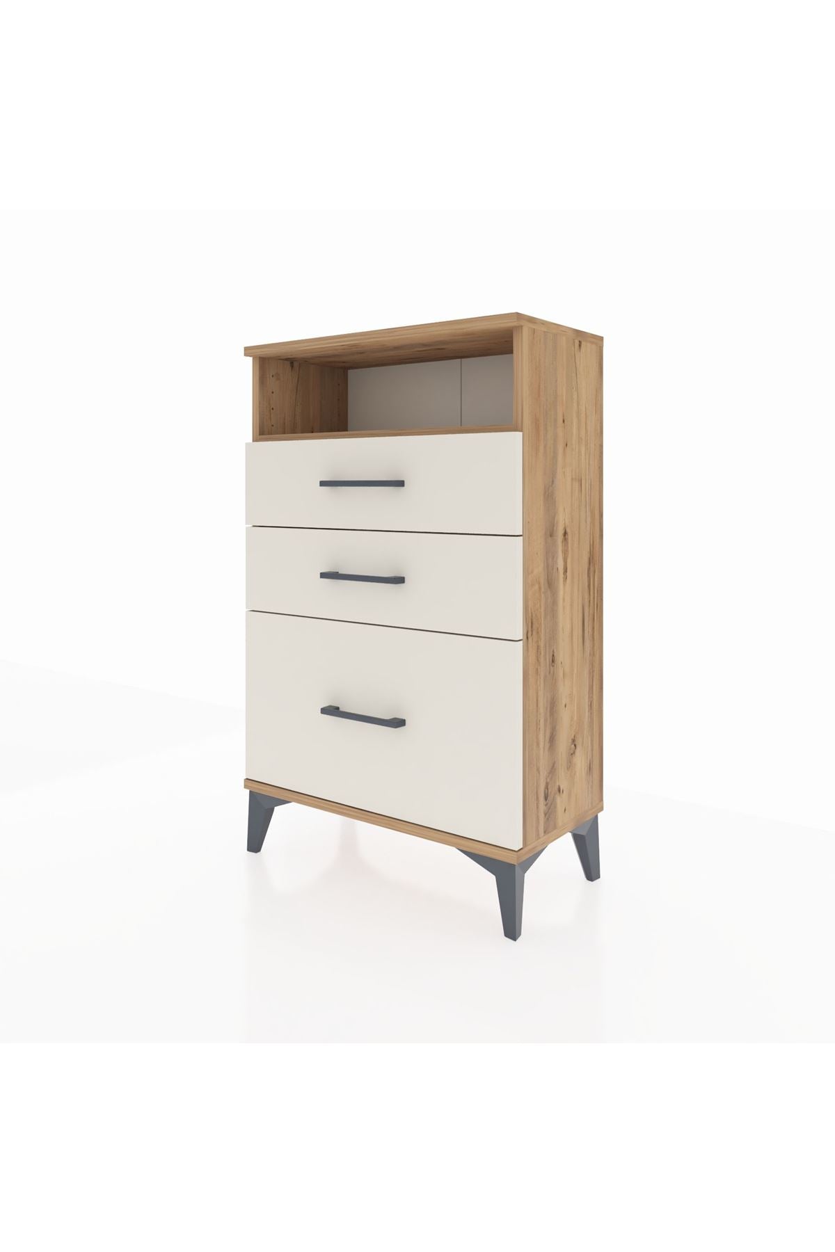 Arges Komodin Tek Raflı 3 Çekmeceli 60x30x96 - S14M010V7A