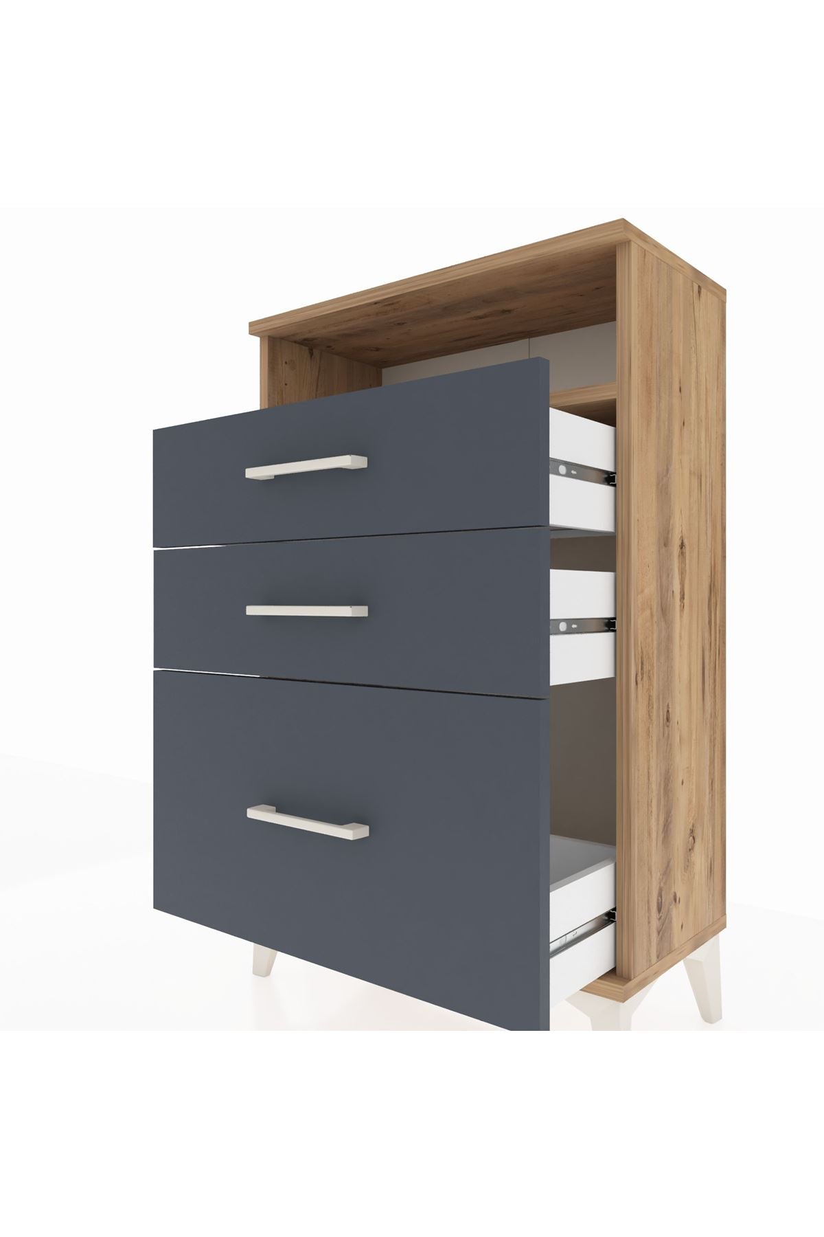 Arges Komodin Tek Raflı 3 Çekmeceli 60x30x96 - S14M010V8A