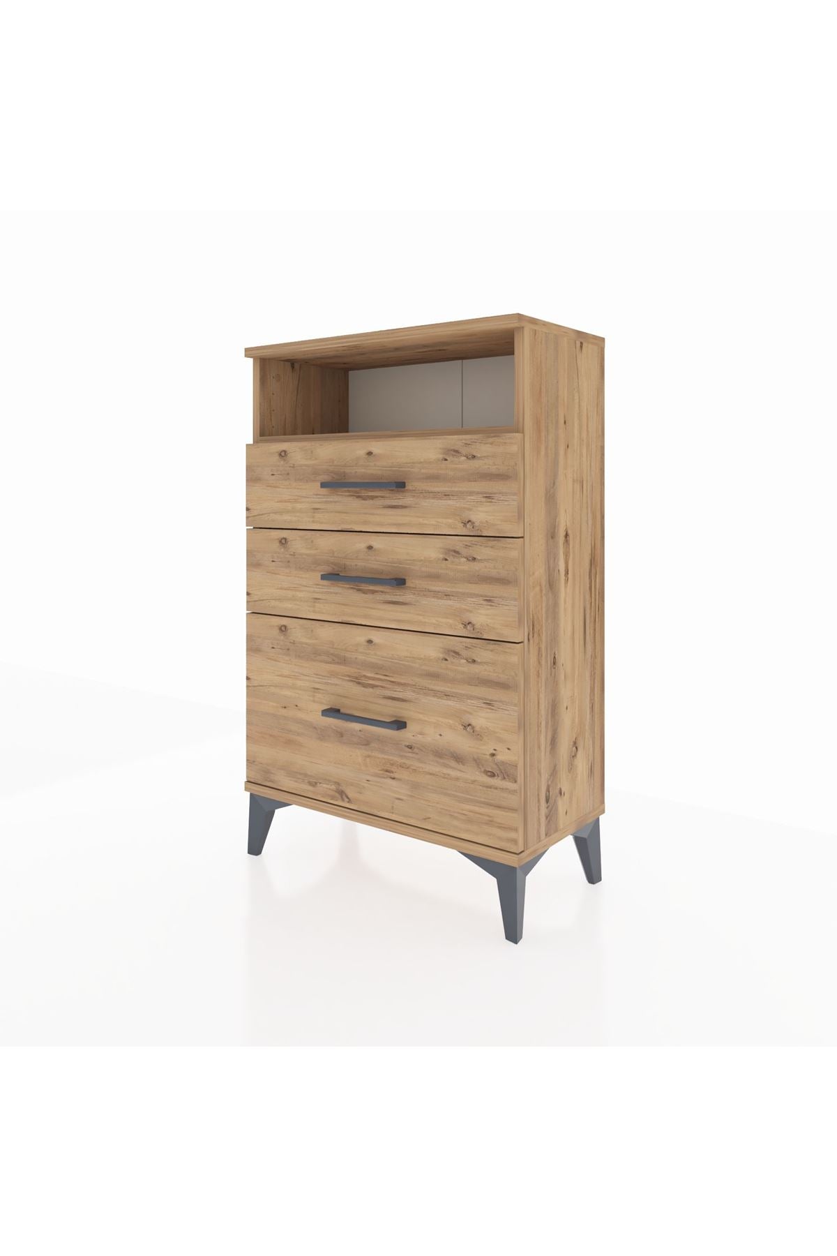 Arges Komodin Tek Raflı 3 Çekmeceli 60x30x96 - S14M010V9A