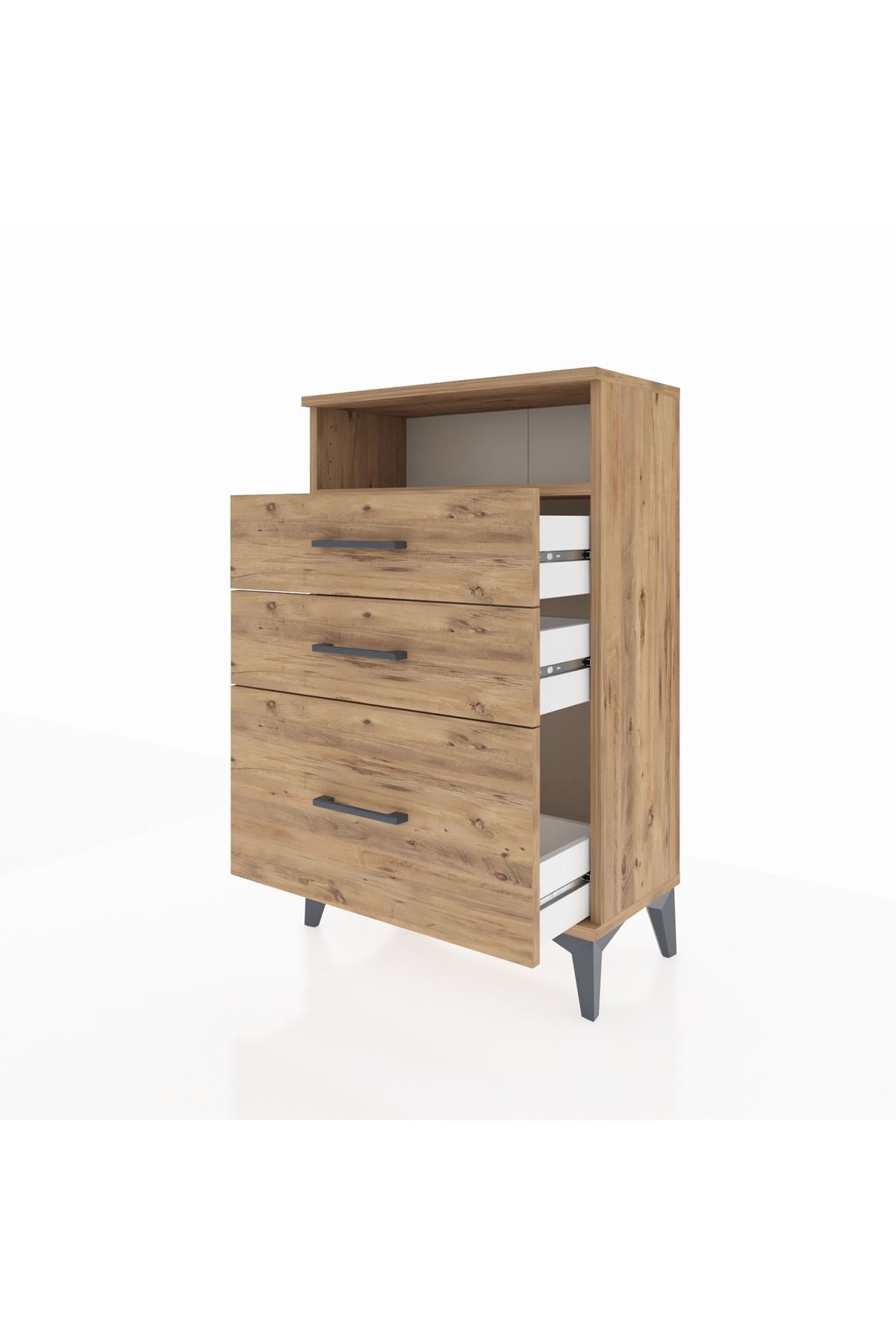 Arges Komodin Tek Raflı 3 Çekmeceli 60x30x96 - S14M010V9A