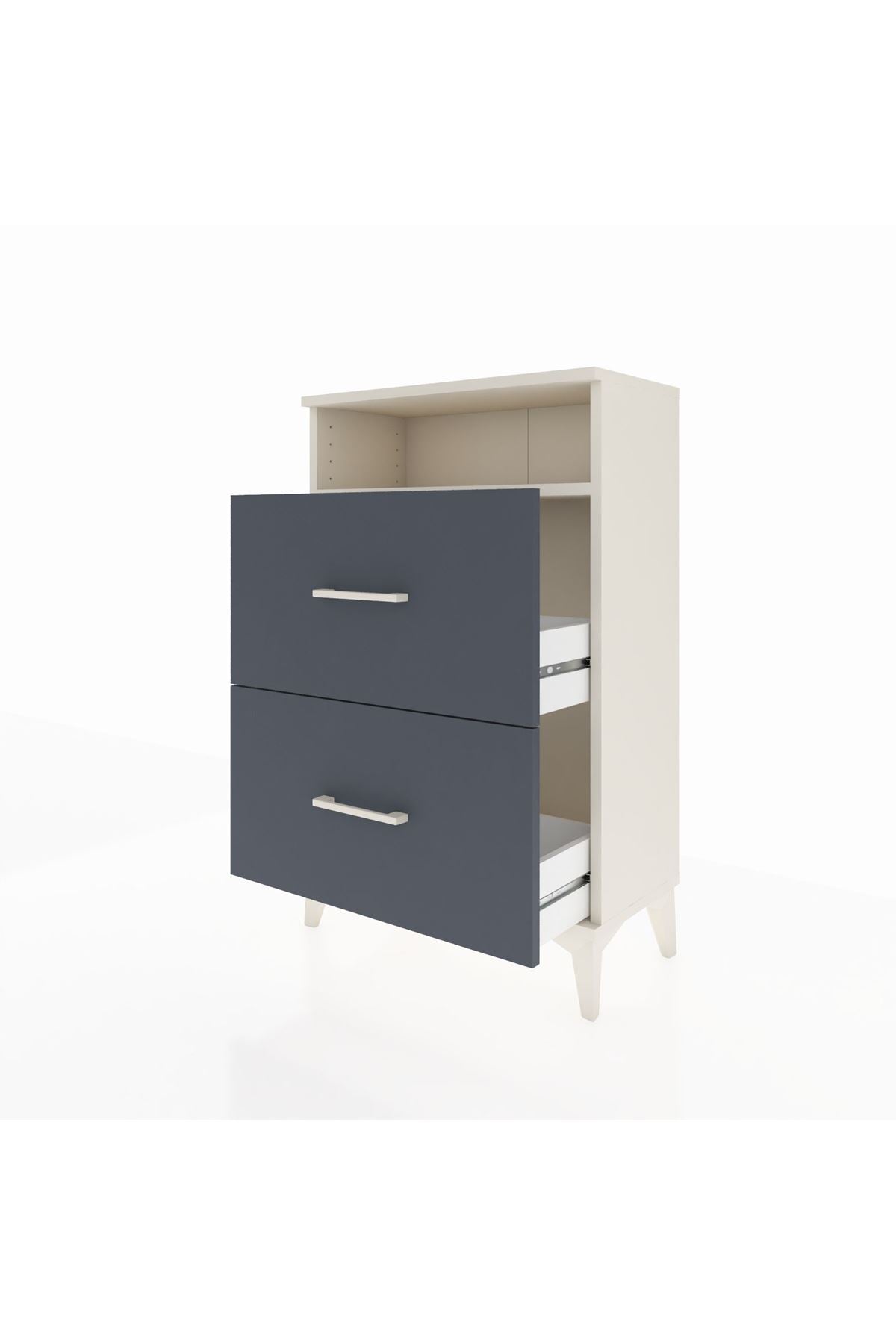 Arges Komodin Tek Raflı 2 Çekmeceli 60x30x96 - S14M014V2A