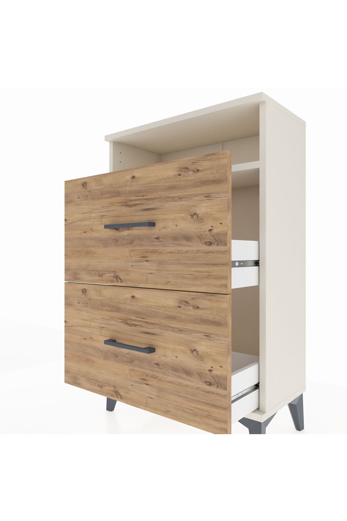 Arges Komodin Tek Raflı 2 Çekmeceli 60x30x96 - S14M014V3A
