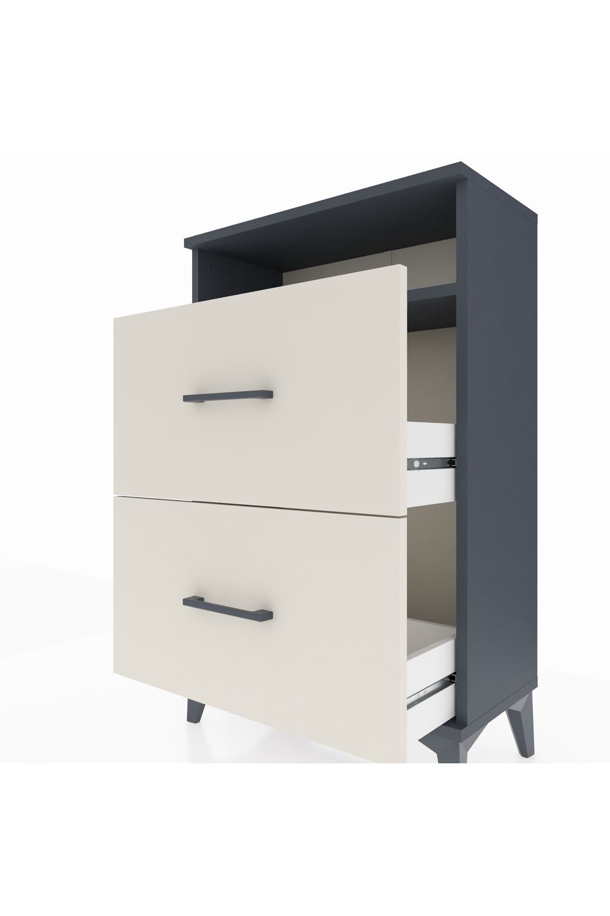 Arges Komodin Tek Raflı 2 Çekmeceli 60x30x96 - S14M014V4A