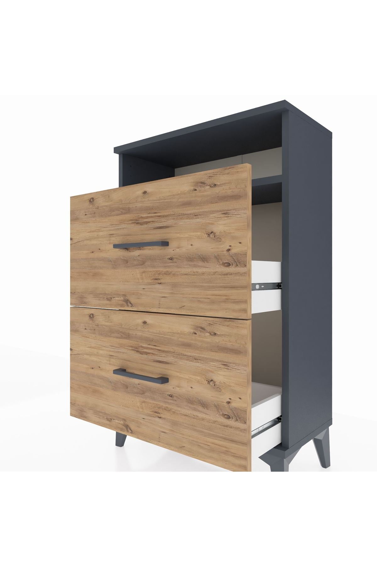 Arges Komodin Tek Raflı 2 Çekmeceli 60x30x96 - S14M014V6A