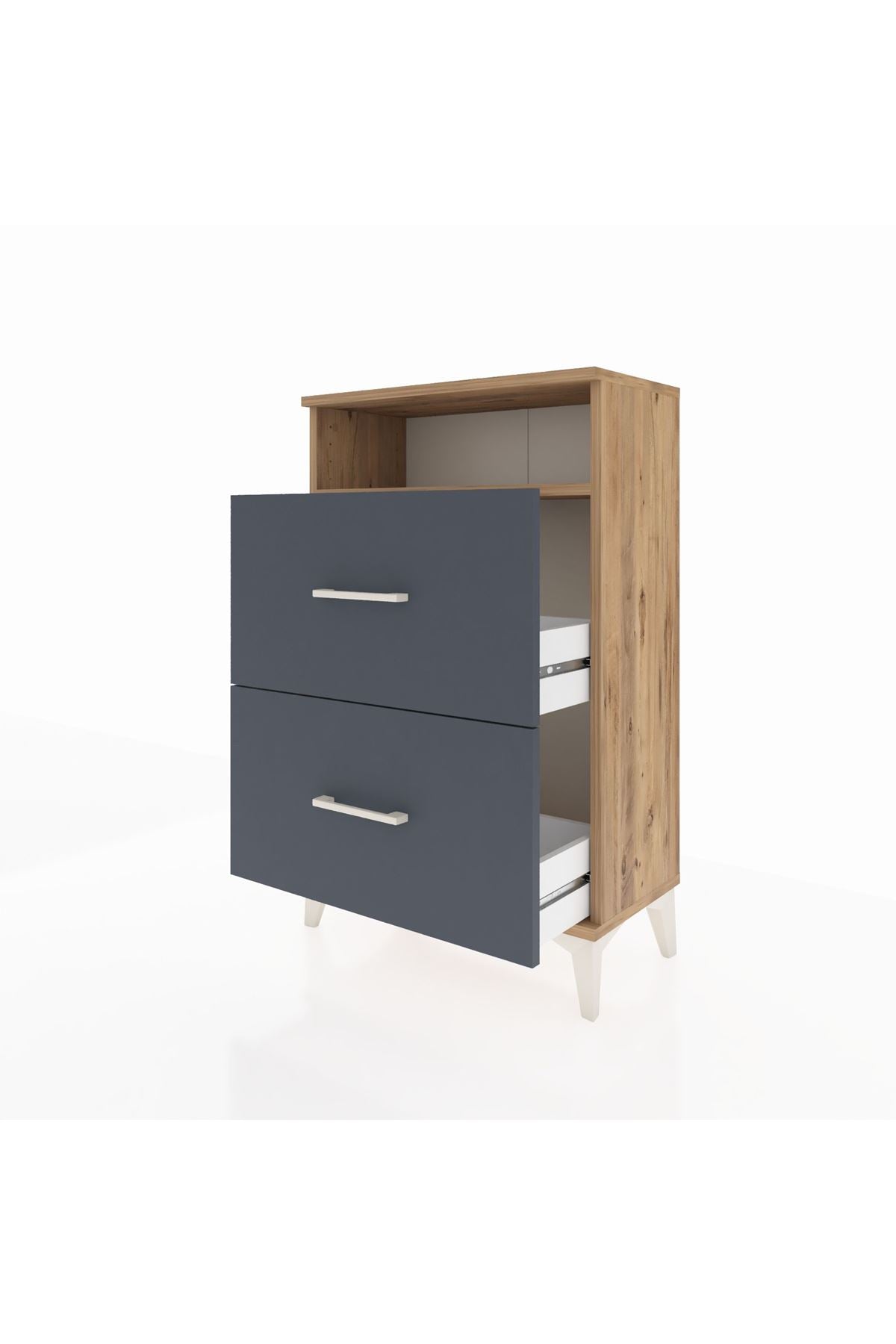 Arges Komodin Tek Raflı 2 Çekmeceli 60x30x96 - S14M014V8A