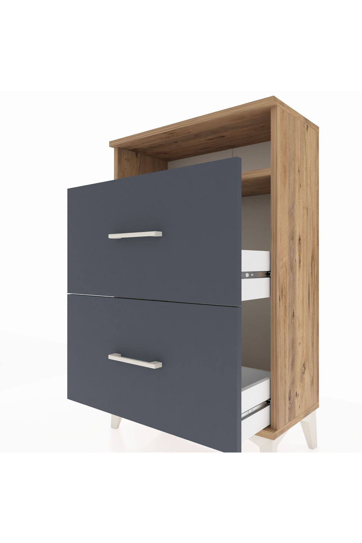 Arges Komodin Tek Raflı 2 Çekmeceli 60x30x96 - S14M014V8A