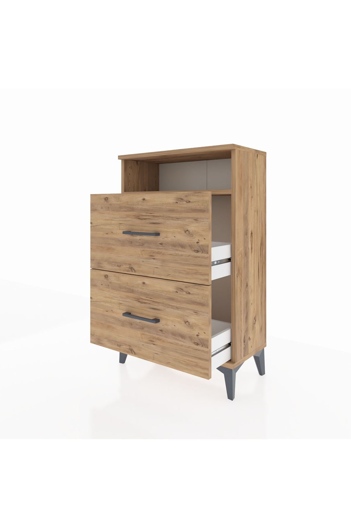 Arges Komodin Tek Raflı 2 Çekmeceli 60x30x96 - S14M014V9A